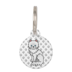 かわいい白いペルシャ風のキャラクター猫とペットの情報 ペット ネームタグ