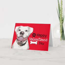 かわいい白いボクサー犬のバレンタイン サンキューカード