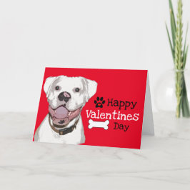 かわいい白いボクサー犬のバレンタイン サンキューカード