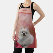 かわいい白いポメラニア犬パーソナライズされた犬 エプロン (インサイチュ)