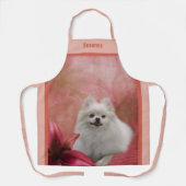 かわいい白いポメラニア犬パーソナライズされた犬 エプロン (正面)