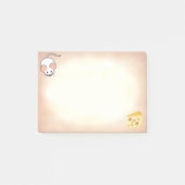 かわいい白いマウスとベージュのチーズ ポストイット (正面)