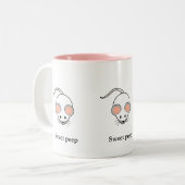 かわいい白いマウスと書道 ツートーンマグカップ (正面左)