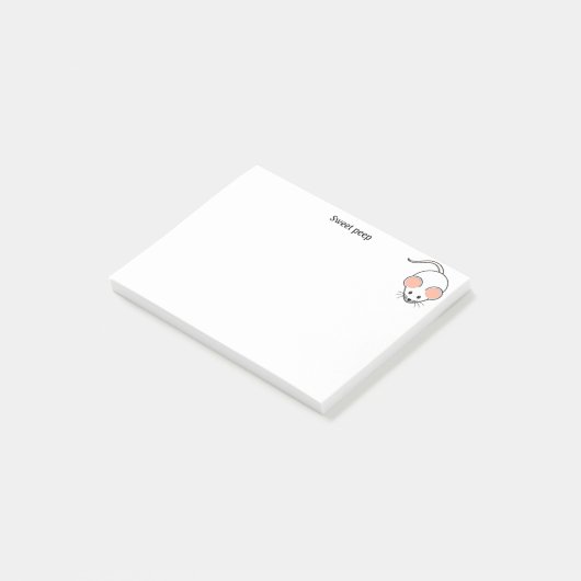 かわいい白いマウスと書道 ポストイット (アングル)
