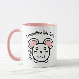 かわいい白いマウスをパーソナライズ マグカップ