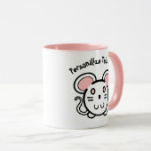 かわいい白いマウスをパーソナライズ マグカップ (正面右)