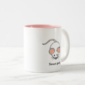 かわいい白いマウス&書道2トーンのコーヒーマグ ツートーンマグカップ (正面右)