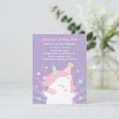 かわいい白いユニコーンと星の女の子の誕生日パーティー 招待状 (スタンド正面)