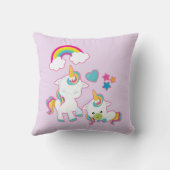 かわいい白いユニコーンのマジカルママ＆ベイビー クッション (裏面)