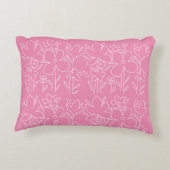 かわいい白いワイルドフラワーパターンピンク アクセントクッション (裏面)