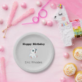 かわいい白い北極熊のグレーの誕生日 ペーパープレート (パーティー)