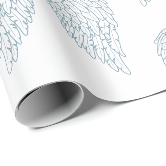 かわいい白い及びブルーエンジェルの翼 ラッピングペーパー (ロールコーナー)