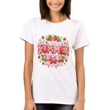 かわいい白い夏のグラフィックTシャツ
