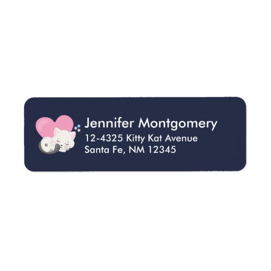 かわいい白い子ネコが寝る ラベル (正面)