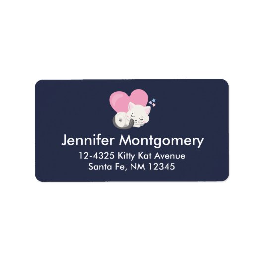 かわいい白い子ネコが寝る ラベル (正面)