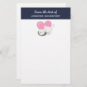 かわいい白い子ネコが寝る 便箋 (正面/裏面)