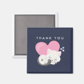 かわいい白い子ネコちゃん寝てくれてありがとう マグネット (正面/裏面)