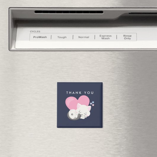 かわいい白い子ネコちゃん寝てくれてありがとう マグネット (インサイチュ (食洗機))