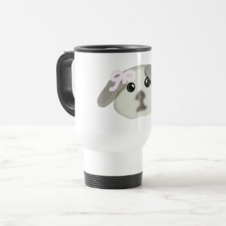 かわいい白い子犬のアート入り陶磁器マグカップ トラベルマグ