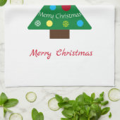 かわいい白い子犬のカラフルクリスマスツリークリスマス キッチンタオル (折り畳み)