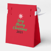 かわいい白い子犬のカラフルクリスマスツリーレッド フェイバーボックス (裏面サイド)