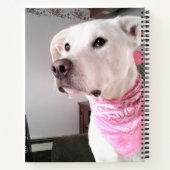 かわいい白い子犬のピンクのスカーフを巻いた写真 ノートブック (裏面)