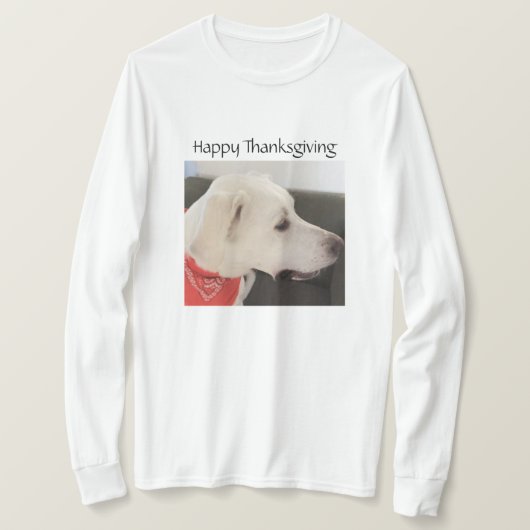 かわいい白い子犬のプロフィール感謝祭 Tシャツ (デザイン正面)