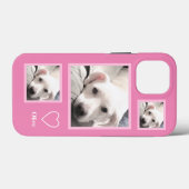 かわいい白い子犬の写真3つ名前ピンク Case-Mate iPhoneケース (裏面 (横))