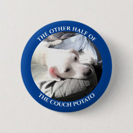 かわいい白い子犬の写真(パパブルー) 缶バッジ