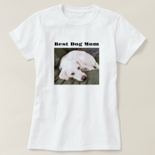 かわいい白い子犬の母の最高の写真 Tシャツ
