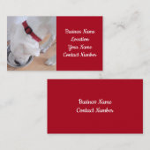 かわいい白い子犬の水赤の写真 名刺 (正面/裏面)