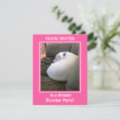 かわいい白い子犬の眠りパーティーピンク招待状 シーズンカード (スタンド正面)