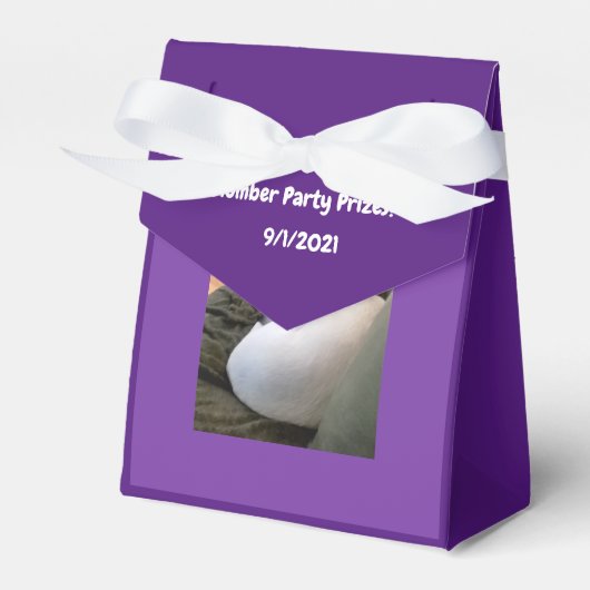 かわいい白い子犬の眠る眠る眠るパーティー紫 フェイバーボックス (正面サイド)