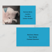 かわいい白い子犬の美しい青の名刺 名刺 (正面/裏面)