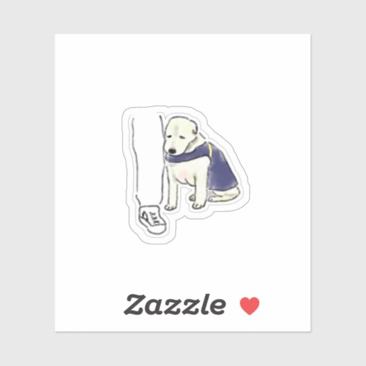 かわいい白い子犬の肖像画 シール (シート)