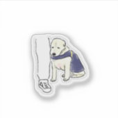 かわいい白い子犬の肖像画 シール (正面)