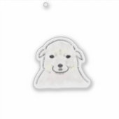 かわいい白い子犬の肖像画 シール (正面)