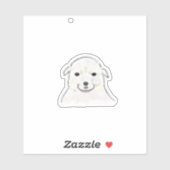 かわいい白い子犬の肖像画 シール (シート)