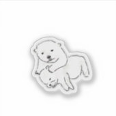 かわいい白い子犬の芸術 シール (正面)