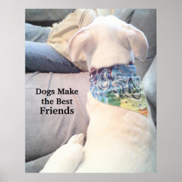 かわいい白い子犬の見守りパパ ポスター