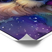 かわいい白い子犬の頭に花を付ける ポスター (角)