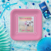 かわいい白い子犬の顔ピンク ペーパープレート (パーティー)