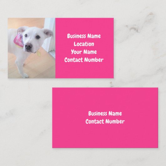 かわいい白い子犬の顔ピンク 名刺 (正面/裏面)