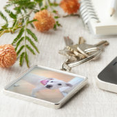 かわいい白い子犬の顔 キーホルダー (側面)