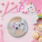 かわいい白い子犬の顔 ペーパープレート (パーティー)