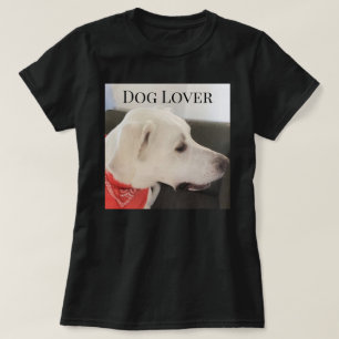 かわいい白い子犬の黒の写真 Tシャツ