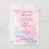 かわいい白い子猫とカップケーキガーリーの誕生日パーティー 招待状 (裏面)