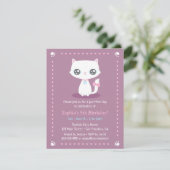 かわいい白い子猫とピンクのリボン 女の子の誕生日 招待状 (スタンド正面)