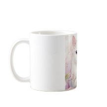 かわいい白い子猫とピンクの花