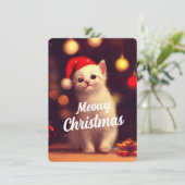 かわいい白い子猫とミョイのクリスマス 招待状 (スタンド正面)